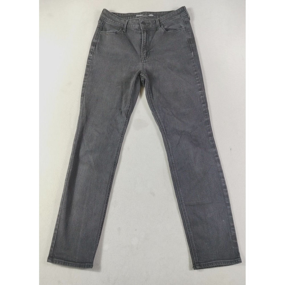 Old Navy Wow High Rise Straight Jeans‎ Womens 10 Black Charcoal Stretch Denim